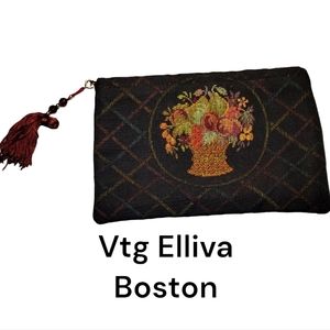 Vtg Elliva Boston Clutch Tapestry Floral chinz bag